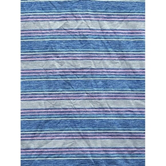 johnnie-O Polo Shirt Men Large Blue Striped Performance Stretch UPF50 Golf - Picture 8 of 10